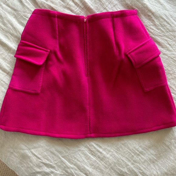 Maison Cleo handmade hot pink wool miniskirt with slit, never worn FR 36/Small - Picture 5 of 10
